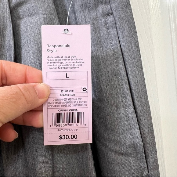 NWT Wild Fable Women's Gray Wide-Leg Pleated Pants Size L - Picture 4 of 7